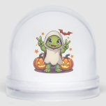 Funny Turtle Ghost Pumpkin Boo Halloween Kids Mens Snow Globe