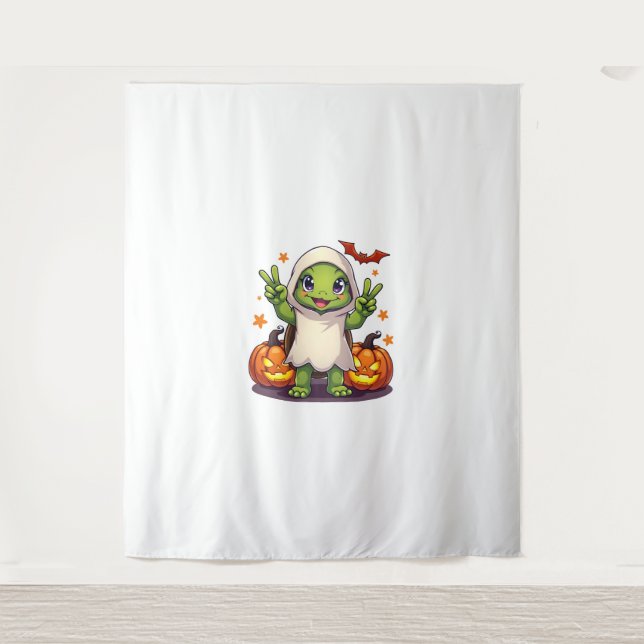 Funny Turtle Ghost Pumpkin Boo Halloween Kids Mens Tapestry (Front)