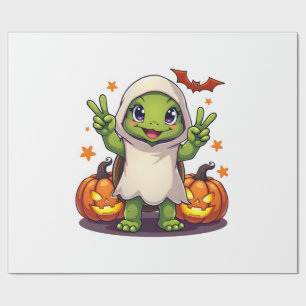 Funny Turtle Ghost Pumpkin Boo Halloween Kids Mens Wrapping Paper