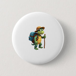 Funny Turtle Hiking Graphic Camping Lover Adventur Button