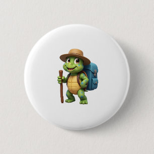 Funny Turtle Hiking Graphic Camping Lover Adventur Button