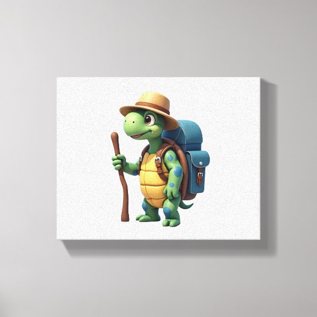 Funny Turtle Hiking Graphic Camping Lover Adventur Canvas Print (Front)