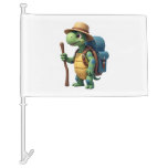Funny Turtle Hiking Graphic Camping Lover Adventur Car Flag