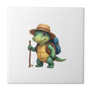 Funny Turtle Hiking Graphic Camping Lover Adventur Ceramic Tile