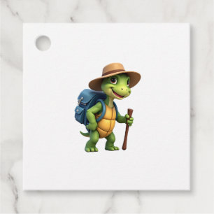 Funny Turtle Hiking Graphic Camping Lover Adventur Favor Tags