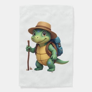 Funny Turtle Hiking Graphic Camping Lover Adventur Garden Flag