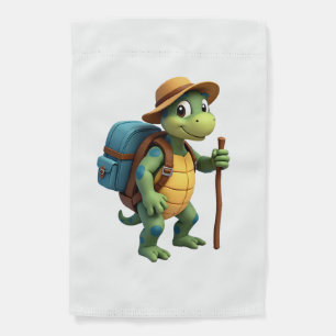 Funny Turtle Hiking Graphic Camping Lover Adventur Garden Flag