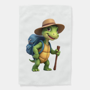 Funny Turtle Hiking Graphic Camping Lover Adventur Garden Flag