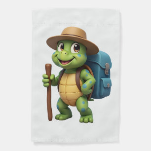 Funny Turtle Hiking Graphic Camping Lover Adventur Garden Flag
