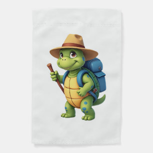 Funny Turtle Hiking Graphic Camping Lover Adventur Garden Flag
