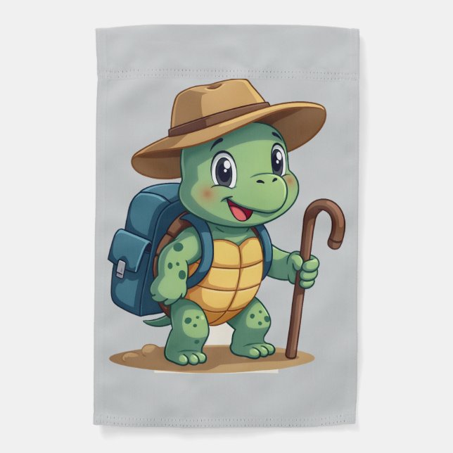 Funny Turtle Hiking Graphic Camping Lover Adventur Garden Flag (Front)