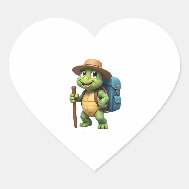 Funny Turtle Hiking Graphic Camping Lover Adventur Heart Sticker (Front)