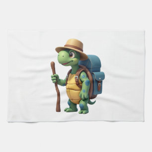 Funny Turtle Hiking Graphic Camping Lover Adventur Kitchen Towel