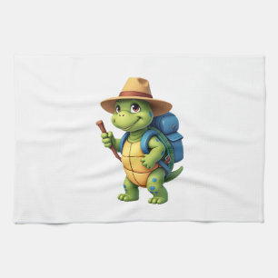 Funny Turtle Hiking Graphic Camping Lover Adventur Kitchen Towel