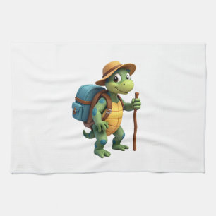 Funny Turtle Hiking Graphic Camping Lover Adventur Kitchen Towel