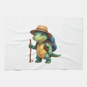 Funny Turtle Hiking Graphic Camping Lover Adventur Kitchen Towel