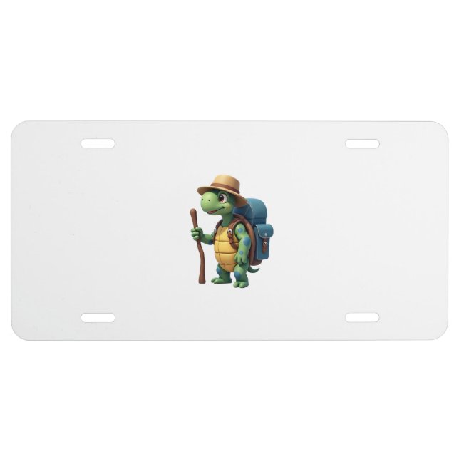 Funny Turtle Hiking Graphic Camping Lover Adventur License Plate (Front)