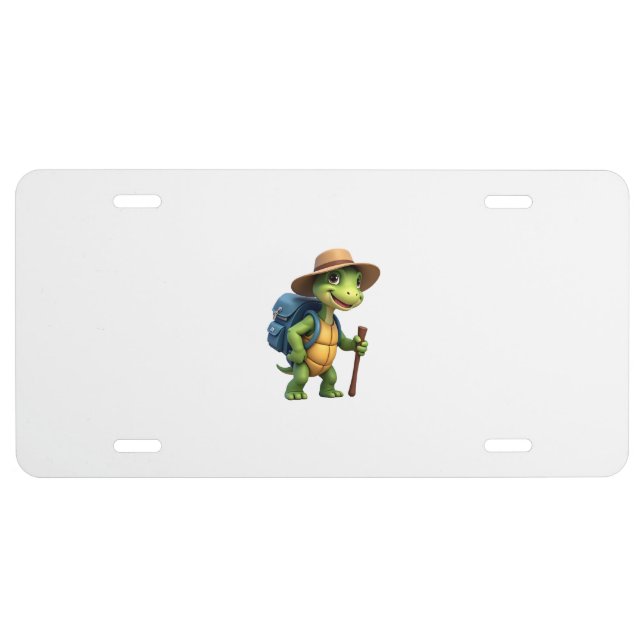 Funny Turtle Hiking Graphic Camping Lover Adventur License Plate (Front)