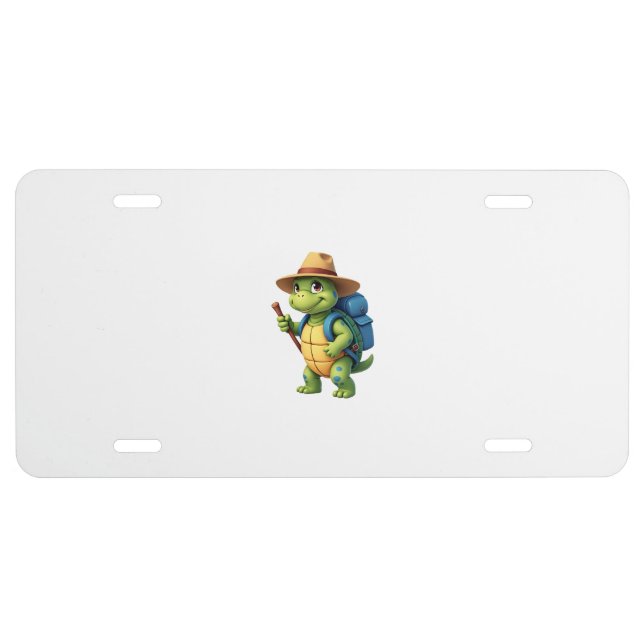 Funny Turtle Hiking Graphic Camping Lover Adventur License Plate (Front)