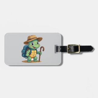 Funny Turtle Hiking Graphic Camping Lover Adventur Luggage Tag
