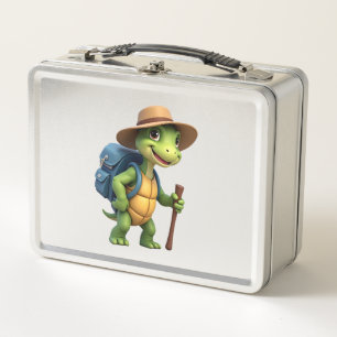 Funny Turtle Hiking Graphic Camping Lover Adventur Metal Lunch Box