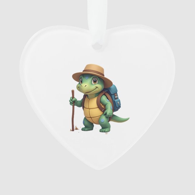 Funny Turtle Hiking Graphic Camping Lover Adventur Ornament (Front)