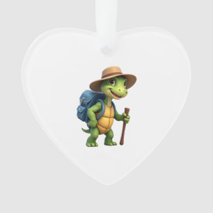 Funny Turtle Hiking Graphic Camping Lover Adventur Ornament