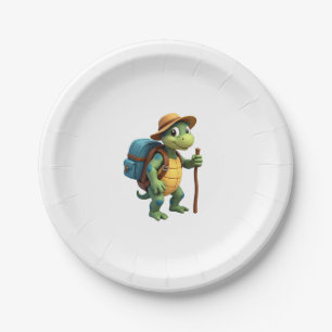 Funny Turtle Hiking Graphic Camping Lover Adventur Paper Plates