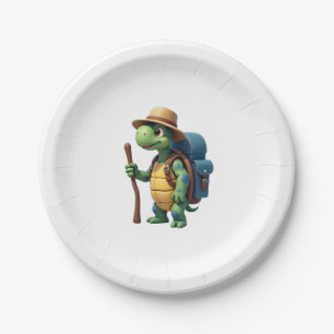 Funny Turtle Hiking Graphic Camping Lover Adventur Paper Plates
