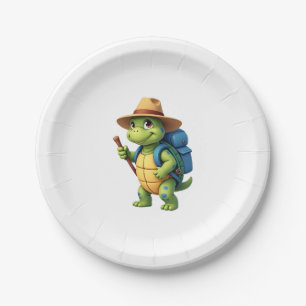 Funny Turtle Hiking Graphic Camping Lover Adventur Paper Plates
