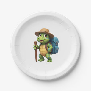 Funny Turtle Hiking Graphic Camping Lover Adventur Paper Plates