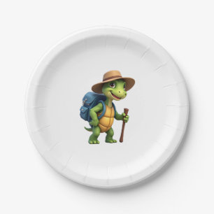 Funny Turtle Hiking Graphic Camping Lover Adventur Paper Plates