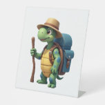 Funny Turtle Hiking Graphic Camping Lover Adventur Pedestal Sign