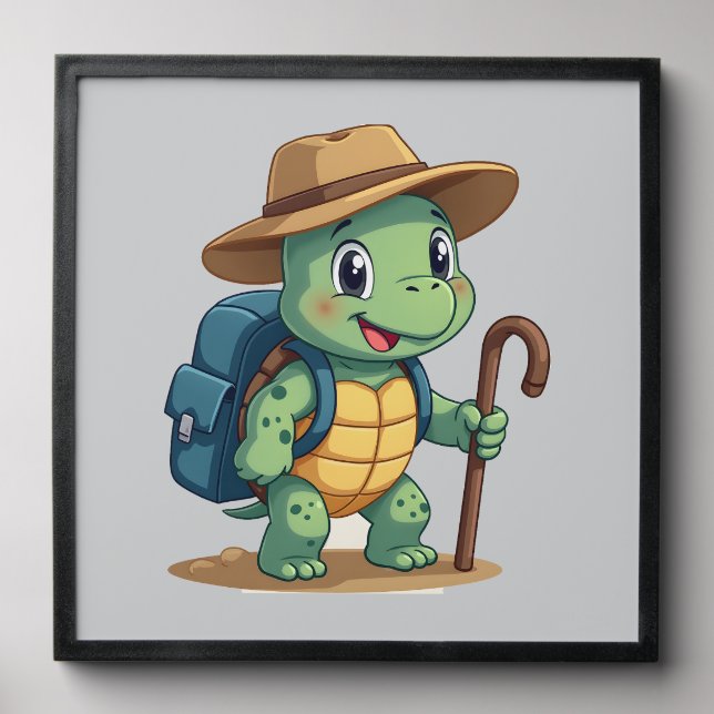 Funny Turtle Hiking Graphic Camping Lover Adventur Peel And Stick Photo Tile (Front Set)