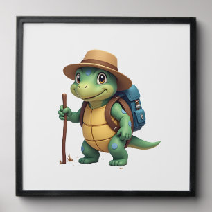 Funny Turtle Hiking Graphic Camping Lover Adventur Peel And Stick Photo Tile