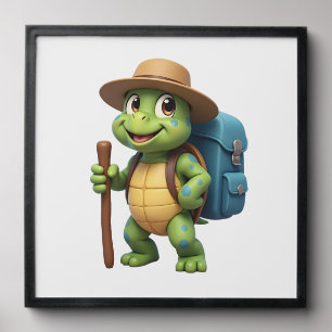 Funny Turtle Hiking Graphic Camping Lover Adventur Peel And Stick Photo Tile