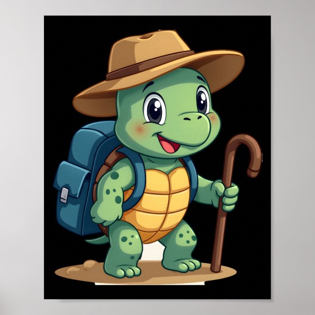 Funny Turtle Hiking Graphic Camping Lover Adventur Poster (Front)