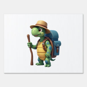 Funny Turtle Hiking Graphic Camping Lover Adventur Sign
