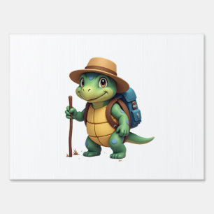 Funny Turtle Hiking Graphic Camping Lover Adventur Sign