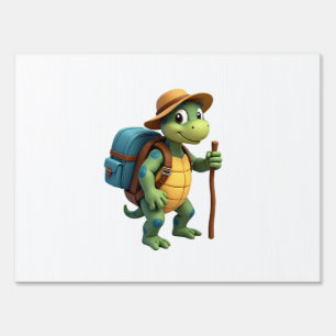 Funny Turtle Hiking Graphic Camping Lover Adventur Sign