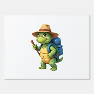 Funny Turtle Hiking Graphic Camping Lover Adventur Sign
