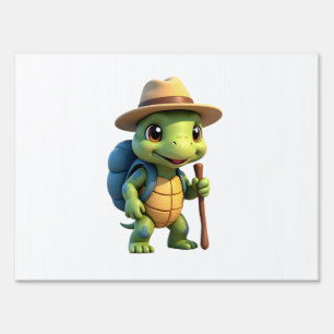 Funny Turtle Hiking Graphic Camping Lover Adventur Sign