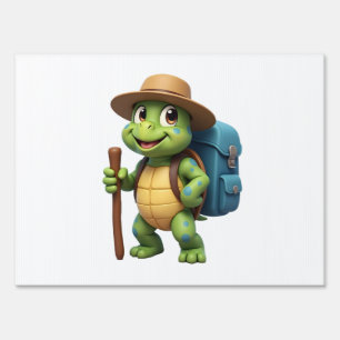 Funny Turtle Hiking Graphic Camping Lover Adventur Sign