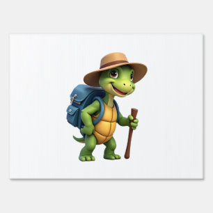 Funny Turtle Hiking Graphic Camping Lover Adventur Sign