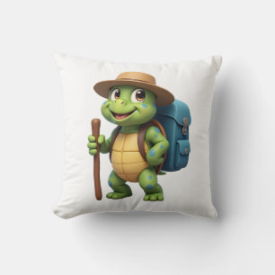 Funny Turtle Hiking Graphic Camping Lover Adventur Throw Pillow