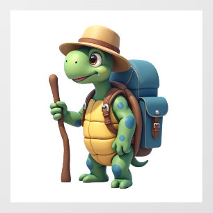 Funny Turtle Hiking Graphic Camping Lover Adventur Wall Decal