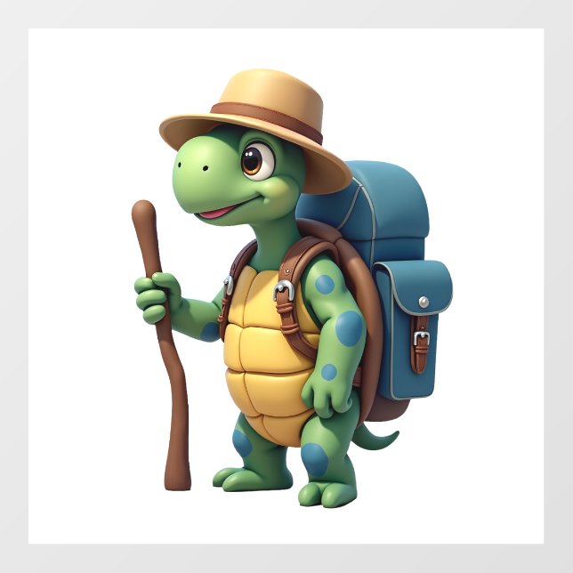 Funny Turtle Hiking Graphic Camping Lover Adventur Wall Decal (Front)