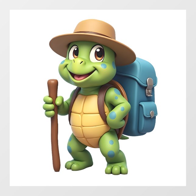 Funny Turtle Hiking Graphic Camping Lover Adventur Wall Decal (Front)