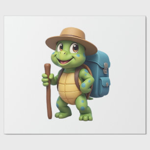 Funny Turtle Hiking Graphic Camping Lover Adventur Wrapping Paper