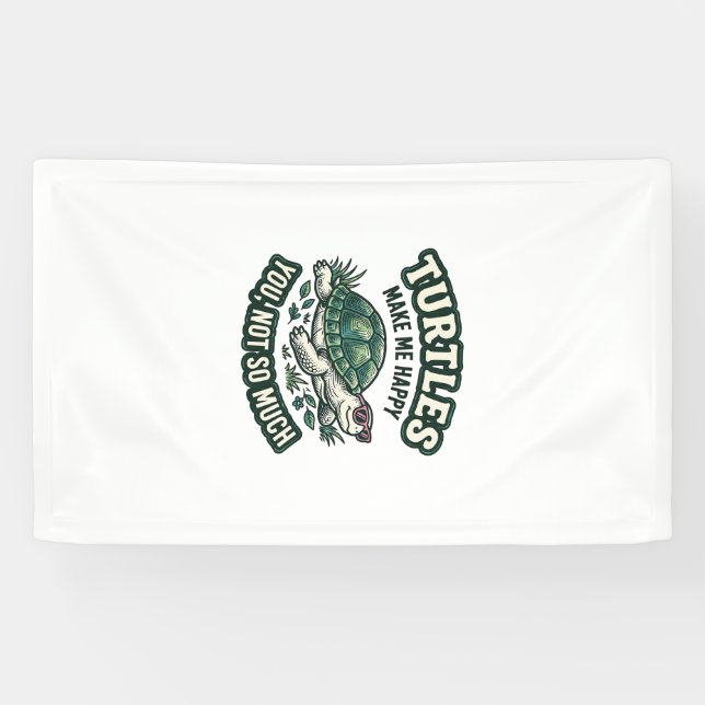 Funny Turtle Make Me Happy Vintage  Banner (Horizontal)